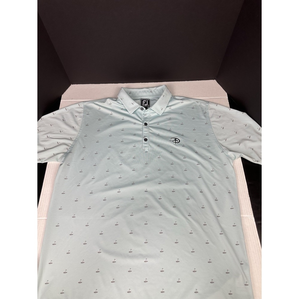 FootJoy FJ  AOP Print Athletic Fit Golf Polo Shirt Mint Green  Disney Mens XL